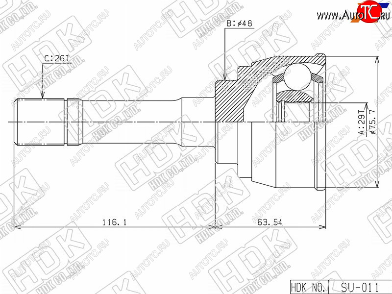 5 999 р. Шрус наружный SUZUKI ESCUDOGRAND VITARA G16AH20AJ20A 95- HDK SU-011  с доставкой в г. Чебоксары