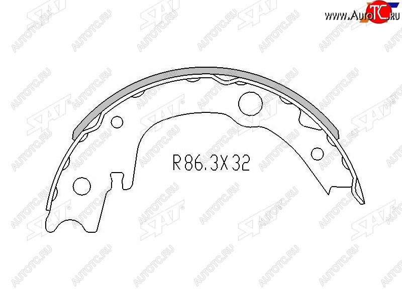 919 р. Колодки барабанные задние RH-LH SAT Toyota Wish XE20 дорестайлинг (2009-2012) (комплект 4шт)  с доставкой в г. Чебоксары