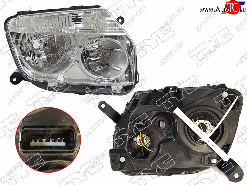 7 849 р. Фара правая (хром, под электрокорректор) TYC Renault Duster HS дорестайлинг (2010-2015)  с доставкой в г. Чебоксары