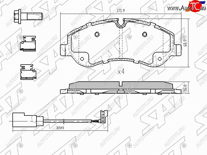 1 499 р. Колодки тормозные перед FL-FR SAT Ford Transit 4  рестайлинг (2020-2025)  с доставкой в г. Чебоксары