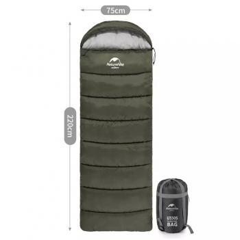 Мешок спальный Naturehike U250S, (190х30)х75 см, (левый) (ТК: 0C), темно-зеленый Naturehike nh20msd07-arm250s-l
