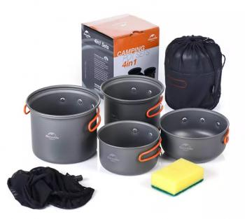 Набор посуды Naturehike туристический 4 в 1 (набор котелков) Naturehike nh15t401-g-ca