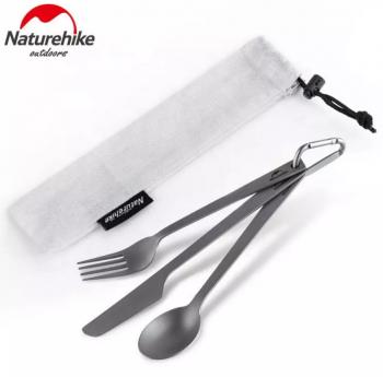 Набор столовых приборов Naturehike (нож, вилка, ложка), титан, в чехле Naturehike nh19t011-d-tic