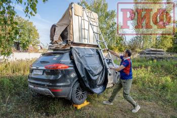 125 439 р. Палатка на крышу автомобиля РИФ Soft RT01-140, тент песочный, корпус черный, 240х140х130 см РИФ rifrt011406090w  с доставкой в г. Чебоксары. Увеличить фотографию 7