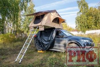 Палатка на крышу автомобиля РИФ Soft RT01-140, тент песочный, корпус черный, 240х140х130 см РИФ rifrt011406090w