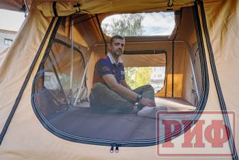 125 439 р. Палатка на крышу автомобиля РИФ Soft RT01-140, тент песочный, корпус черный, 240х140х130 см РИФ rifrt011406090w  с доставкой в г. Чебоксары. Увеличить фотографию 15