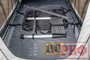 144 679 р. Палатка на крышу автомобиля РИФ Hard RT05-125, корпус белый, тент светло-серый, 210х125х150 РИФ rifrt051258010w  с доставкой в г. Чебоксары. Увеличить фотографию 13