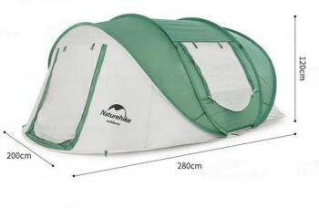 12 749 р. Палатка Naturehike, 4-местная, быстросборная, каркас фиберглас, серо-зеленая Naturehike cnh22zp006-4dgrgr  с доставкой в г. Чебоксары. Увеличить фотографию 2