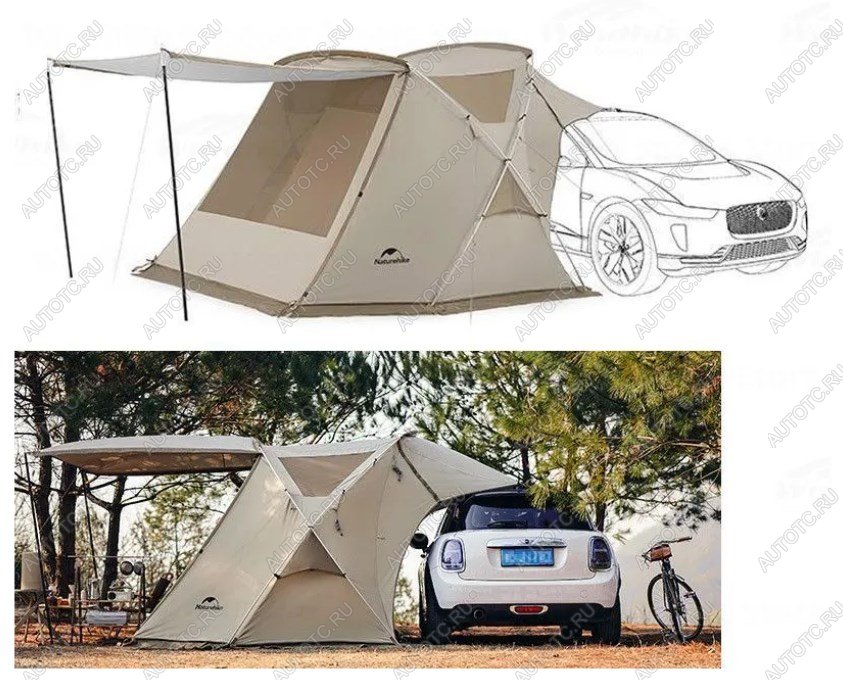50 999 р. Палатка Naturehike Cloud wild car, 2-местная, алюминиевый каркас, песочная Naturehike cnh22zp014-kh  с доставкой в г. Чебоксары