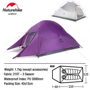 13 299 р. Палатка Naturehike Cloud Up 2-местная, алюминиевый каркас, пурпурный Naturehike nh17t001-t-tpur  с доставкой в г. Чебоксары. Увеличить фотографию 2
