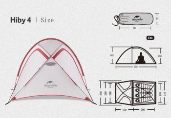 26 969 р. Палатка Naturehike Hiby Si 4-местная, алюминиевый каркас, серо-красный Naturehike nh19zp005-dg  с доставкой в г. Чебоксары. Увеличить фотографию 6