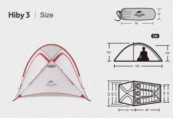 20 629 р. Палатка Naturehike Hiby Si 3-местная, алюминиевый каркас, серо-красная Naturehike nh19zp016-dg  с доставкой в г. Чебоксары. Увеличить фотографию 6