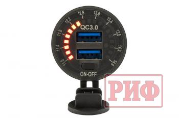 1 699 р. Розетка USB 2 QC 3.0 с вольтметром РИФ rif22-4-01460  с доставкой в г. Чебоксары. Увеличить фотографию 4