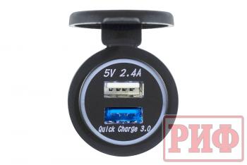 1 949 р. Розетка USB 2.4А, QC 3.0 34x37х54 РИФ rif22-4-1014100  с доставкой в г. Чебоксары. Увеличить фотографию 3