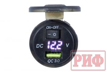 270 р. Розетка USB QC 3.0 с вольтметром, 34x37х54 РИФ rif22-4-1014200  с доставкой в г. Чебоксары. Увеличить фотографию 3