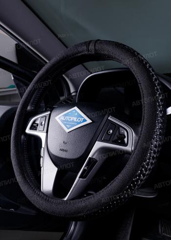 499 р. Оплётка на руль (37-39см BLW-028 кож/зам+текстиль) Автопилот Ford Focus 3 седан рестайлинг (2014-2019) (черный)  с доставкой в г. Чебоксары. Увеличить фотографию 2