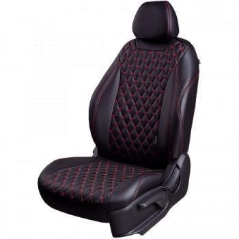 Комплект чехлов для сидений (к. Drive Active РЗСиС 60/40 3Г Орегон) БАЙРОН ст БАЙРОН Lord Autofashion Лада Гранта FL ( 2191,  2190,  2194,  2192) (2018-2025) лифтбек, седан, универсал, хэтчбек (черный, вставка черная, строчка красная)