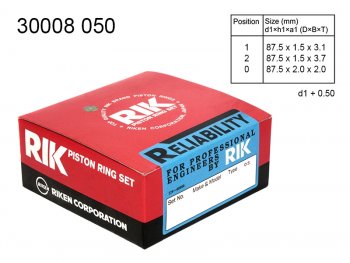 2 969 р. Кольца поршневые (комплект) 0,50 L3 RIKEN Mazda CX-7 ER дорестайлинг (2006-2010)  с доставкой в г. Чебоксары. Увеличить фотографию 2