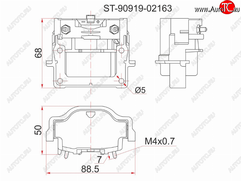 829 р. Катушка зажигания TOYOTA 3S-FE -96 ST19#ST20#SV4#, 4A7A-FE -96 AT19#, 3RZ-FE 95- RZJ9#RZN18# SAT ST-90919-02163  с доставкой в г. Чебоксары