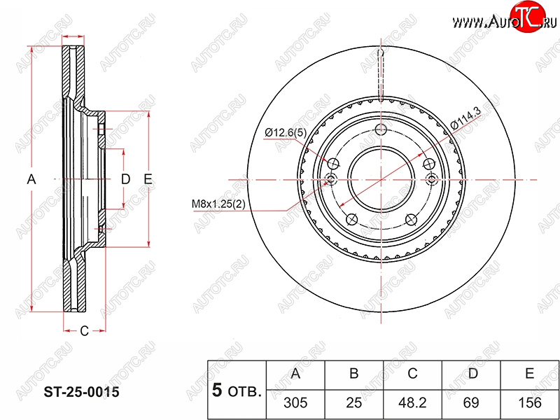 3 199 р. Диск тормозной передний Ø305mm SAT KIA K5 DL (2019-2022)  с доставкой в г. Чебоксары