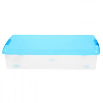 3 969 р. Короб для хранения IRIS THIN BOX 85л, прозрачный-голубой  ug-850b  с доставкой в г. Чебоксары. Увеличить фотографию 2