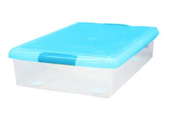 Короб для хранения IRIS THIN BOX 85л, прозрачный-голубой  ug-850b