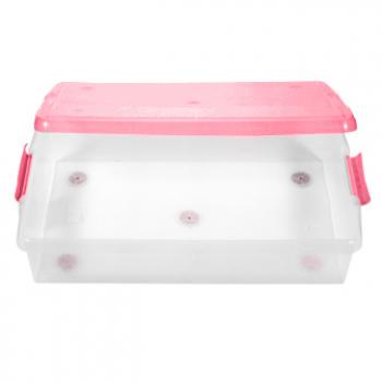 3 969 р. Короб для хранения IRIS THIN BOX 85л, прозрачный-розовый  ug-850p  с доставкой в г. Чебоксары. Увеличить фотографию 3