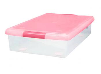 Короб для хранения IRIS THIN BOX 85л, прозрачный-розовый  ug-850p