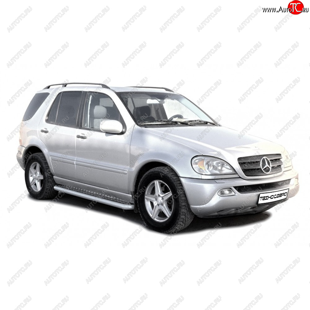 11 699 р. Защита порогов с алюминиевым листом d63.5, Техно Сфера Mercedes-Benz ML class W164 рестайлинг (2008-2011) (Черный матовый)  с доставкой в г. Чебоксары