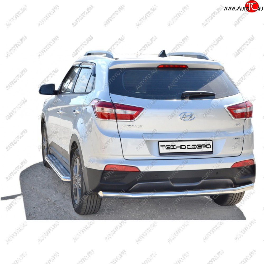 28 899 р. Защита порогов с алюминиевым листом нержавейка d63,5, Техно Сфера Hyundai Creta SU (2020-2022)  с доставкой в г. Чебоксары