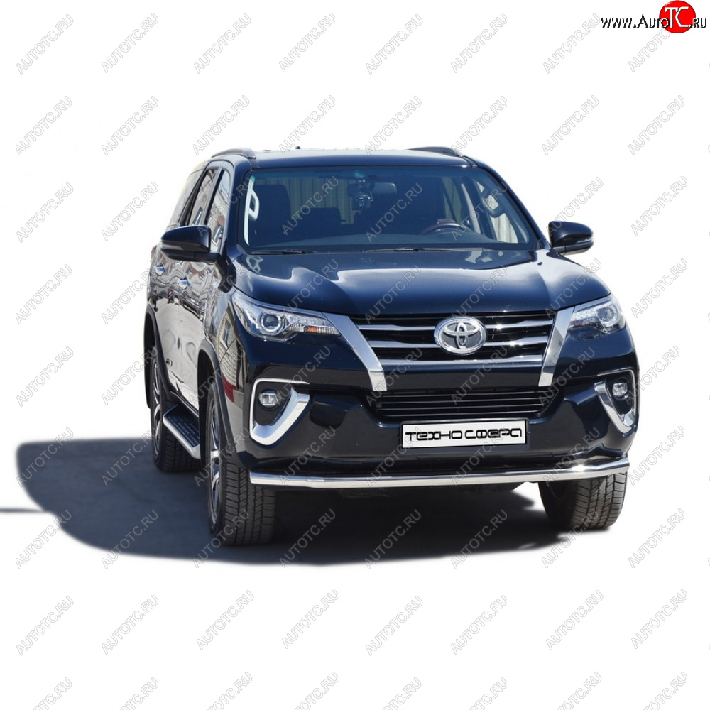 11 699 р. Защита переда труба с полимерным покрытием d63.5, Техно сфера Toyota Fortuner AN160 рестайлинг (2020-2025) (Черный матовый)  с доставкой в г. Чебоксары