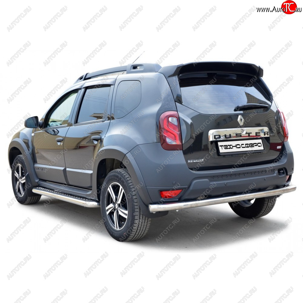 27 899 р. Защита заднего бампера нержавейка (труба) d63.5, Техно Сфера Renault Duster HS дорестайлинг (2010-2015) (нержавейка)  с доставкой в г. Чебоксары