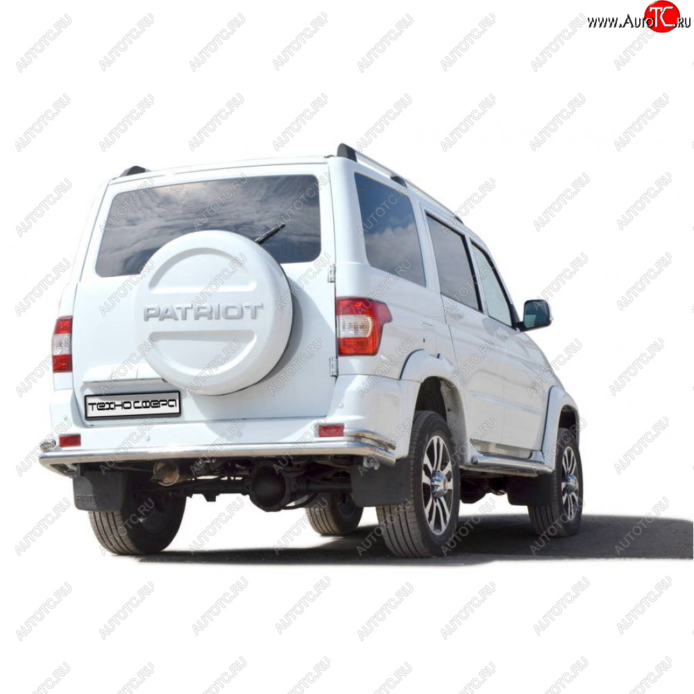 6 199 р. Защита заднего бампера d63.5 (труба с уголками), Техно Сфера Уаз Патриот 23632 2-ой рестайлинг пикап (2016-2025)  с доставкой в г. Чебоксары