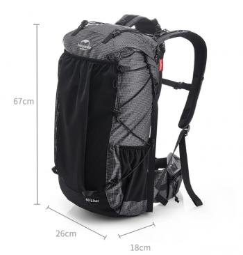 8 899 р. Рюкзак туристический Naturehike 60 л, черный  nh19bp095-b  с доставкой в г. Чебоксары. Увеличить фотографию 2