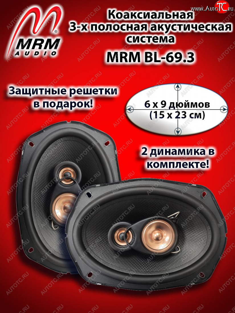3 189 р. 3-х полосная коаксиальная акустическая система (15х23см/6х9″) MRM BL-69.3 овалы Hyundai Genesis DH седан рестайлинг (2014-2017)  с доставкой в г. Чебоксары