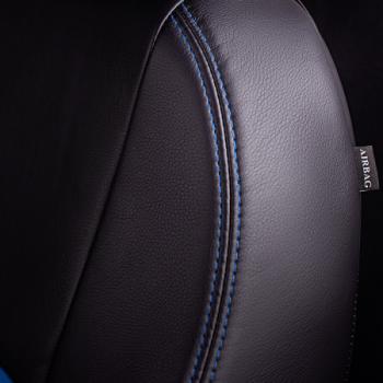 6 799 р. Комплект чехлов для сидений (к.Elegance РЗС 40/60+подлокот. 3Г Илана+Орегон) ТУРИН СТ Lord Autofashion Skoda Octavia A7 дорестайлинг универсал (2012-2017) (черный, вставка синяя, строчка синяя)  с доставкой в г. Чебоксары. Увеличить фотографию 7