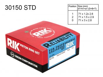 2 079 р. Кольца поршневые (комплект) STD B3 RIKEN Mazda Demio 1 DW дорестайлинг (1996-1999)  с доставкой в г. Чебоксары. Увеличить фотографию 4