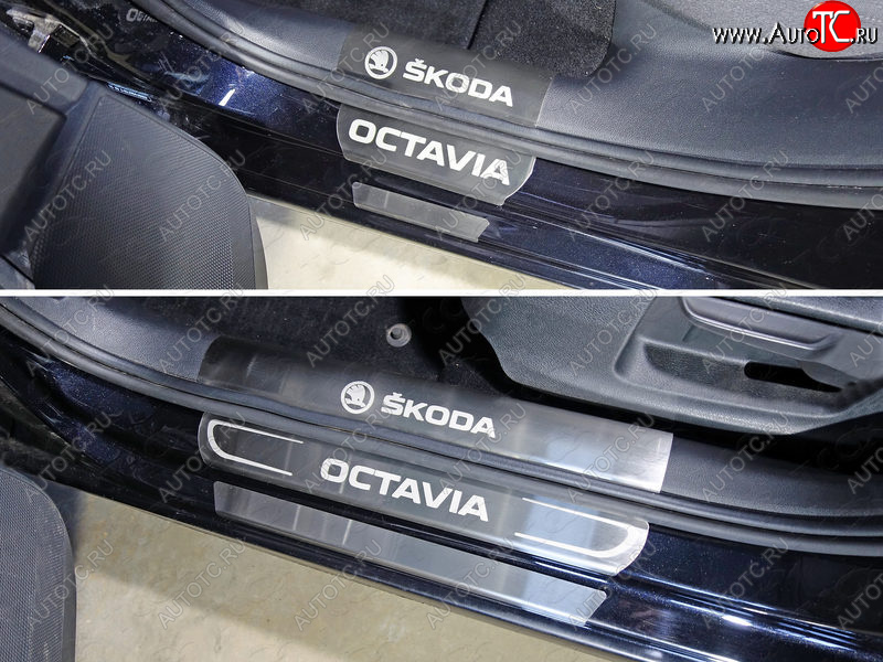1 000 000 р. Накладки на пороги внешние ТСС Тюнинг Skoda Octavia A7 дорестайлинг лифтбэк (2012-2017) (Лист шлифованный)  с доставкой в г. Чебоксары