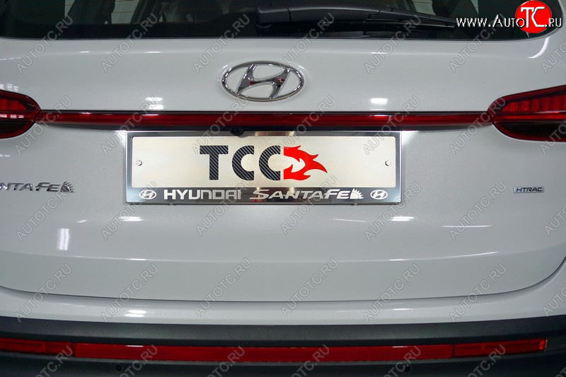 4 999 р. Рамка гос. номера ТСС Тюнинг Hyundai Santa Fe TM рестайлинг (2020-2022) (нержавейка)  с доставкой в г. Чебоксары