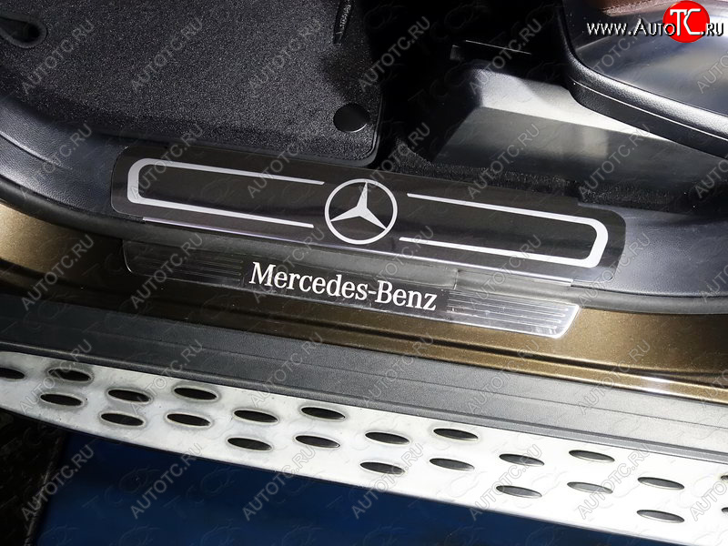 1 000 000 р. Накладки на пластиковые пороги ТСС Тюнинг Mercedes-Benz ML class W166 (2011-2015) (лист зеркальный логотип Mercedes)  с доставкой в г. Чебоксары