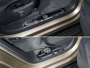 Накладки на пластиковые пороги (4шт) ТСС Тюнинг Volkswagen Touareg 3 CR дорестайлинг (2018-2022)