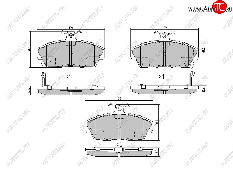 1 029 р. Колодки тормозные перед FL-FR SAT Honda Civic EJ,EK,EM седан дорестайлинг (1995-1998)  с доставкой в г. Чебоксары