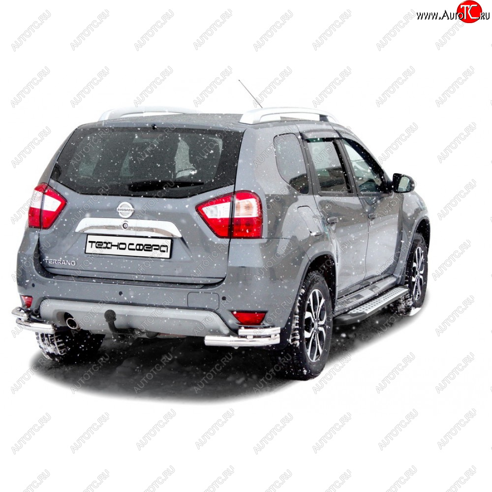 25 599 р. Пороги бумер алюминиевые с резинкой, Техно Сфера Nissan Terrano D10 рестайлинг (2016-2022) (Черный матовый)  с доставкой в г. Чебоксары