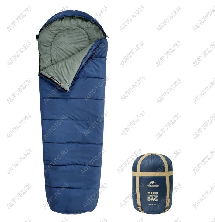 2 879 р. Мешок спальный Naturehike Mummy MJ300, 205х75 см, (правый) (ТК: +4C), синий  cnk2300sd014-nbl  с доставкой в г. Чебоксары