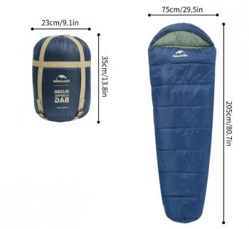 2 879 р. Мешок спальный Naturehike Mummy MJ300, 205х75 см, (правый) (ТК: +4C), синий  cnk2300sd014-nbl  с доставкой в г. Чебоксары. Увеличить фотографию 2