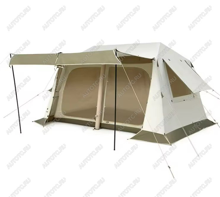 53 799 р. Палатка Naturehike Village 8.5 AIR 4-местная, надувной каркас, бело-коричневая  cnk2300zp019-br  с доставкой в г. Чебоксары