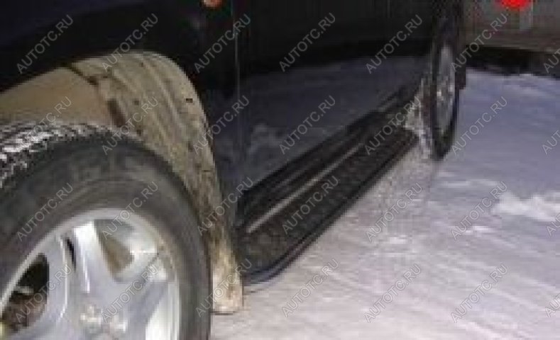 22 899 р. Защита порогов d57 с листом Slitkoff Ford Explorer U502 дорестайлинг (2010-2016) (нержавейка с полимерным покрытием в цвет черный)  с доставкой в г. Чебоксары