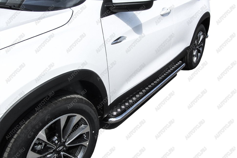 22 699 р. Защита порогов d57 с листом Slitkoff  Lexus RX350  AL10 (2008-2012) дорестайлинг (нержавейка с полимерным покрытием в цвет черный)  с доставкой в г. Чебоксары