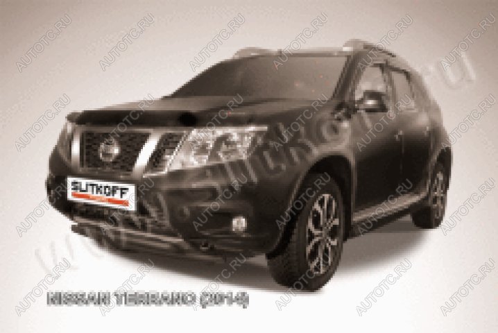 9 549 р. Защита переднего бампера d42+d42 двойная Slitkoff Nissan Terrano D10 рестайлинг (2016-2022) (нержавейка с полимерным покрытием в цвет черный)  с доставкой в г. Чебоксары