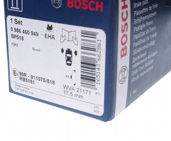 1 369 р. Колодки тормозные передние (4шт.) BOSCH Ford Escort ZX2 купе рестайлинг (1997-2002)  с доставкой в г. Чебоксары. Увеличить фотографию 3